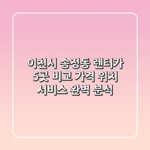 이천시 송정동 렌터카 5곳 비교: 가격, 위치, 서비스 완벽 분석