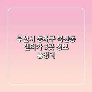 부산시 동래구 복산동 렌터카 5곳 정보 총정리