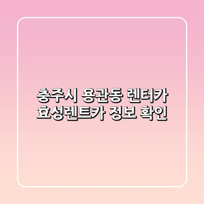 충주시 용관동 렌터카: 효성렌트카 정보 확인