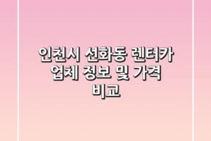 인천시 선화동 렌터카 업체 정보 및 가격 비교