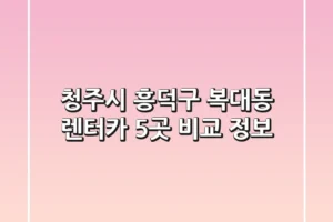 청주시 흥덕구 복대동 렌터카 5곳 비교 정보