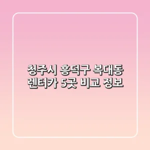 청주시 흥덕구 복대동 렌터카 5곳 비교 정보