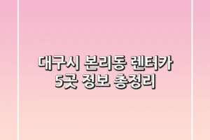 대구시 본리동 렌터카 5곳 정보 총정리