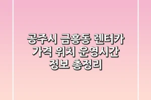 공주시 금흥동 렌터카: 가격, 위치, 운영시간 정보 총정리