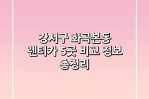 강서구 화곡본동 렌터카: 5곳 비교 정보 총정리