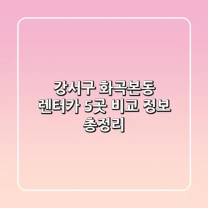 강서구 화곡본동 렌터카: 5곳 비교 정보 총정리