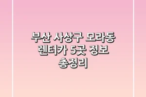 부산 사상구 모라동 렌터카 5곳 정보 총정리