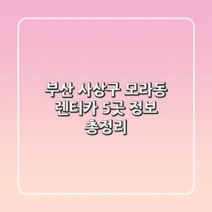 부산 사상구 모라동 렌터카 5곳 정보 총정리