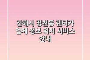 진해시 장천동 렌터카: 업체 정보, 위치, 서비스 안내