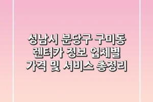 성남시 분당구 구미동 렌터카 정보: 업체별 가격 및 서비스 총정리