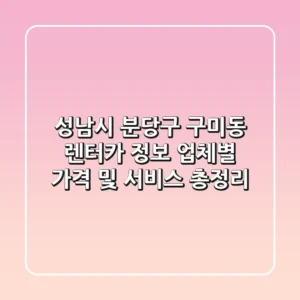 성남시 분당구 구미동 렌터카 정보: 업체별 가격 및 서비스 총정리