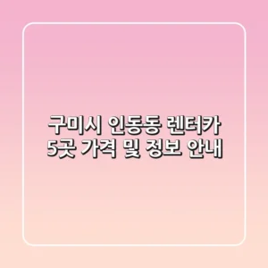 구미시 인동동 렌터카 5곳 가격 및 정보 안내