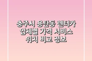 충주시 용탄동 렌터카: 업체별 가격, 서비스, 위치 비교 정보