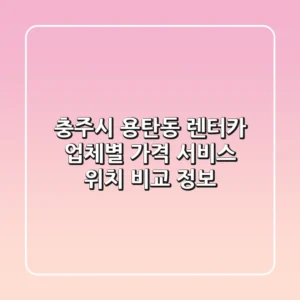 충주시 용탄동 렌터카: 업체별 가격, 서비스, 위치 비교 정보