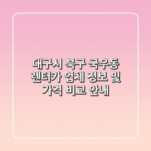 대구시 북구 국우동 렌터카: 업체 정보 및 가격 비교 안내