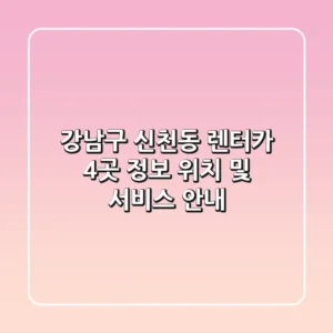 강남구 신천동 렌터카 4곳 정보 - 위치 및 서비스 안내