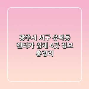 광주시 서구 유덕동 렌터카 업체 4곳 정보 총정리