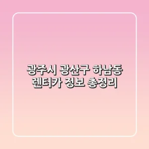 광주시 광산구 하남동 렌터카 정보 총정리
