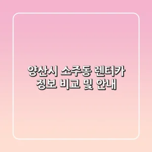 양산시 소주동 렌터카 정보 비교 및 안내