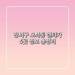 강서구 오쇠동 렌터카 5곳 정보 총정리