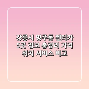 강릉시 명주동 렌터카 5곳 정보 총정리 - 가격, 위치, 서비스 비교