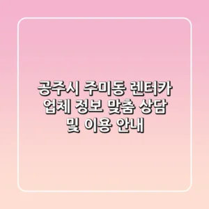 공주시 주미동 렌터카 업체 정보 - 맞춤 상담 및 이용 안내