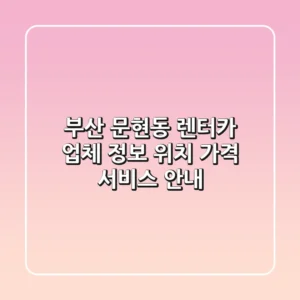부산 문현동 렌터카 업체 정보 - 위치, 가격, 서비스 안내