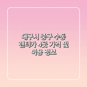 대구시 중구 수동 렌터카 4곳: 가격 및 이용 정보