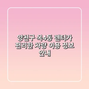 양천구 목4동 렌터카: 편리한 차량 이용 정보 안내