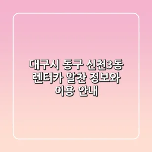 대구시 동구 신천3동 렌터카: 알찬 정보와 이용 안내