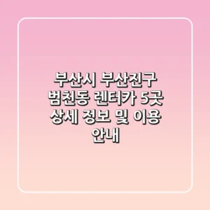 부산시 부산진구 범천동 렌터카 5곳 상세 정보 및 이용 안내