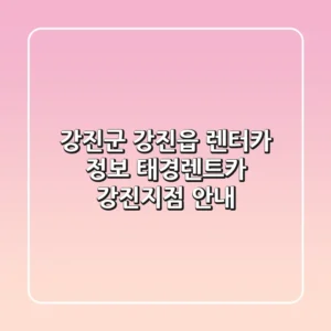 강진군 강진읍 렌터카 정보: 태경렌트카 강진지점 안내