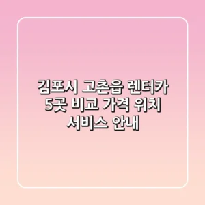 김포시 고촌읍 렌터카 5곳 비교 - 가격, 위치, 서비스 안내