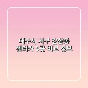 대구시 서구 감삼동 렌터카 5곳 비교 정보