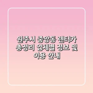 원주시 중앙동 렌터카 총정리: 업체별 정보 및 이용 안내