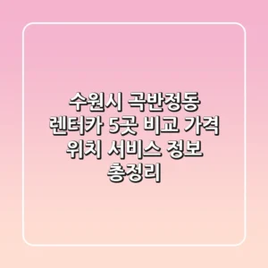 수원시 곡반정동 렌터카 5곳 비교: 가격, 위치, 서비스 정보 총정리