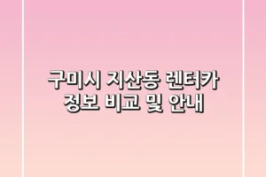 구미시 지산동 렌터카 정보 비교 및 안내