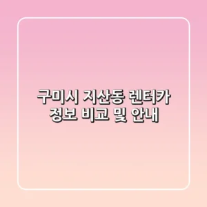 구미시 지산동 렌터카 정보 비교 및 안내