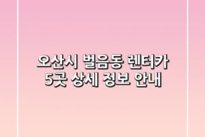 오산시 벌음동 렌터카 5곳 상세 정보 안내
