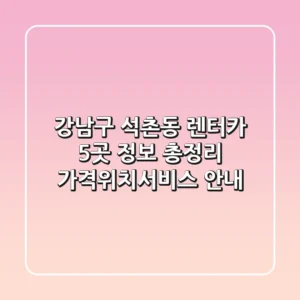 강남구 석촌동 렌터카 5곳 정보 총정리 - 가격/위치/서비스 안내