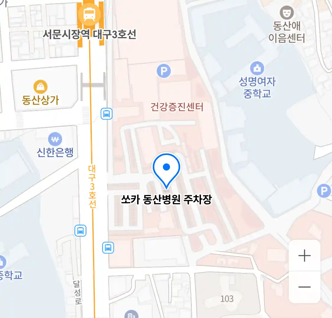쏘카 동산병원 주차장 위치