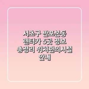 서초구 반포본동 렌터카 5곳 정보 총정리 - 위치/편의시설 안내