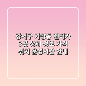 강서구 가양동 렌터카 3곳 상세 정보 - 가격, 위치, 운영시간 안내