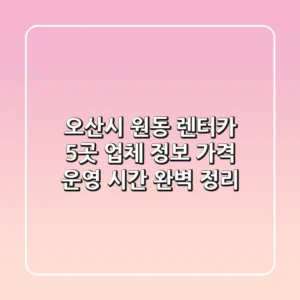 오산시 원동 렌터카 5곳: 업체 정보, 가격, 운영 시간 완벽 정리