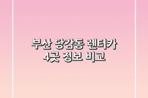 부산 당감동 렌터카 4곳 정보 비교