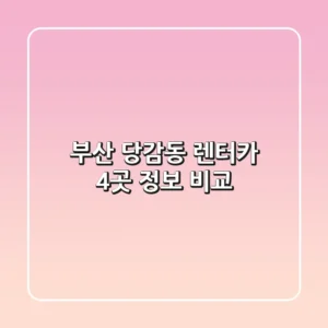 부산 당감동 렌터카 4곳 정보 비교