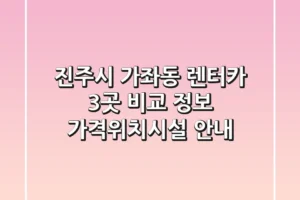진주시 가좌동 렌터카 3곳 비교 정보 – 가격/위치/시설 안내