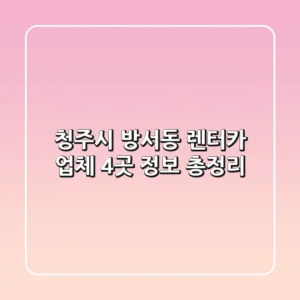 청주시 방서동 렌터카 업체 4곳 정보 총정리
