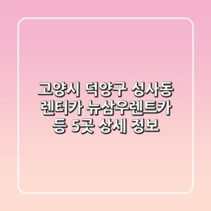 고양시 덕양구 성사동 렌터카: 뉴삼우렌트카 등 5곳 상세 정보
