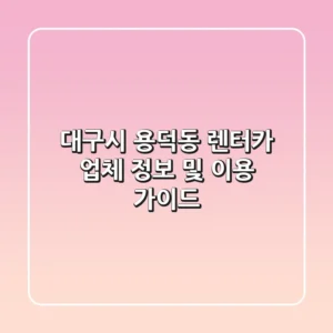 대구시 용덕동 렌터카 업체 정보 및 이용 가이드